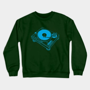 Turntable (Vivid Cerulean Lines) Analog / Music Crewneck Sweatshirt